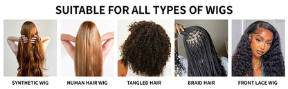 Wig Care Solution Spray for Synthetic Hair with Wig Shampoo Smooth Conditioner Wax Stick Lace Wig Adhesive Remover Styling Tools