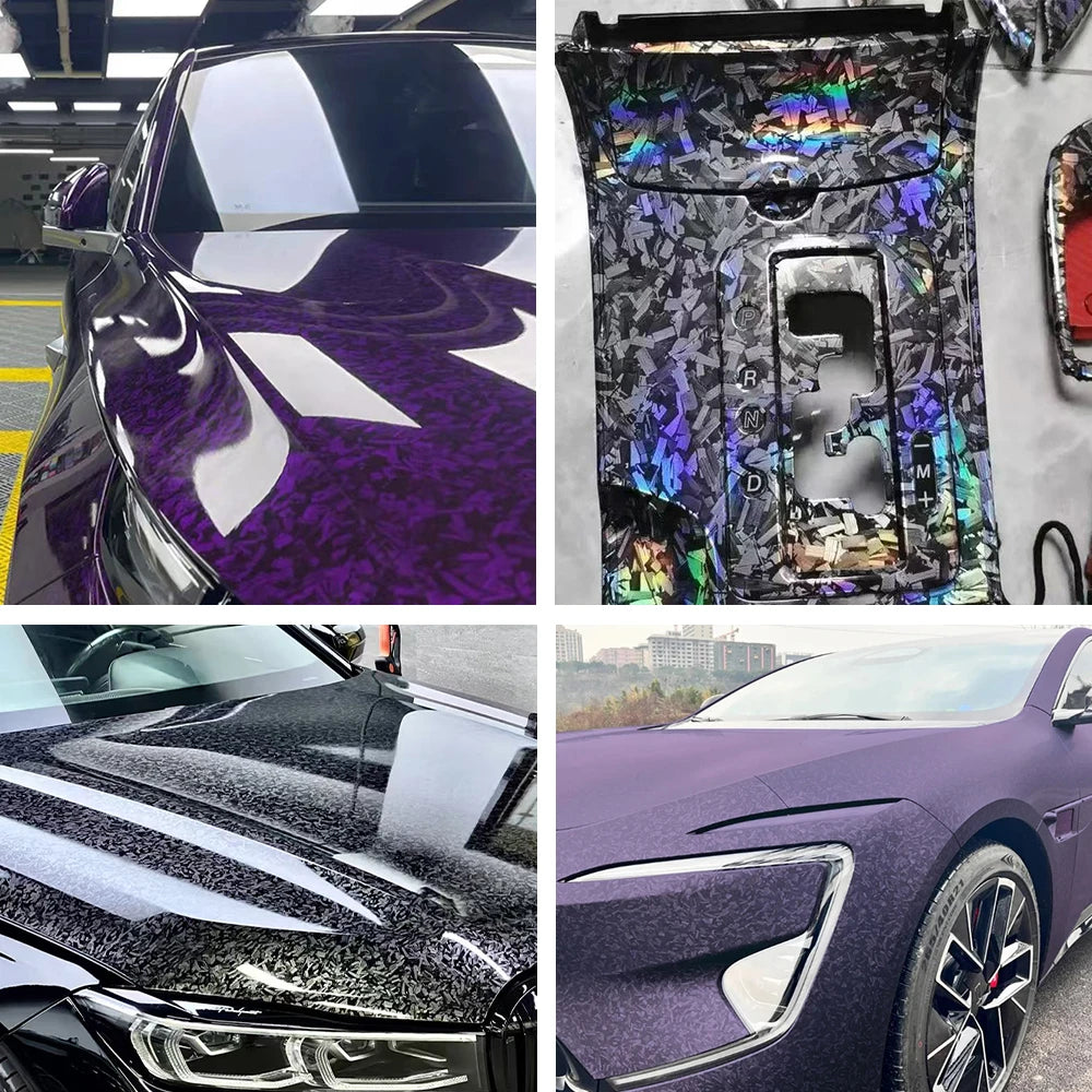 High Glossy Black Silver Red Forged Carbon Fiber Car Sticker on the Hood Adhesive Vinyl for Car Stickers Motorcycle Decal