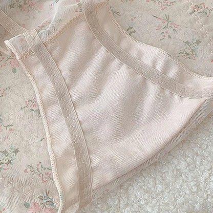 Women's Panties Cross Waistband Hipsters Low Rise Lace Strappy Panties Transparent Mesh Floral Pattern Sweet Bowknot Sexy Female