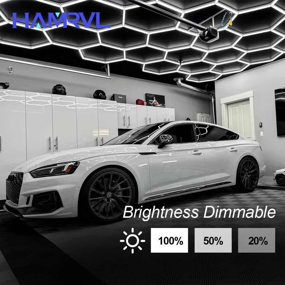 Hexagon Dimmable LED Ceiling Light Modern Honeycomb Panel with 3-Level Dimming 100%/50%/20% for Living Room Bedroom Salon Garage