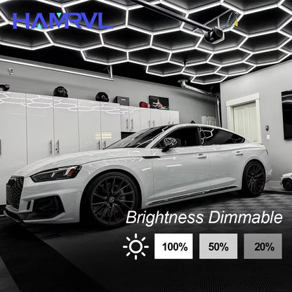 Hexagon Dimmable LED Ceiling Light Modern Honeycomb Panel with 3-Level Dimming 100%/50%/20% for Living Room Bedroom Salon Garage