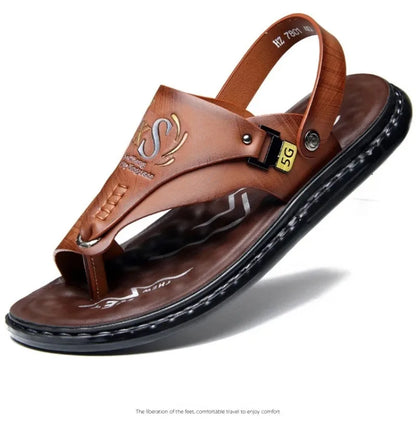 Sandals for Men High Quality Cow Leather Sandals Outdoor Casual Sport Sandals Anti Slip Beach Slippers for Men Summer Slippers