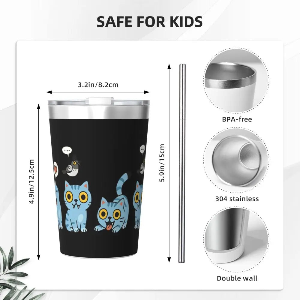 Mystery Saja Boys Kpop Demon Hunters Tumbler With Straw For Kids Stainless Steel Travel Mugs Double Wall Vacuum Insulated 12oz