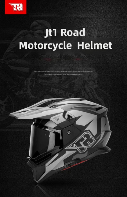 Tiger JTO1 Adventure Motorcycle Helmet Dual SunVisor Helmet Size S-3XL Off-road Casco Moto Highly Breathable For  ADV Long Rides