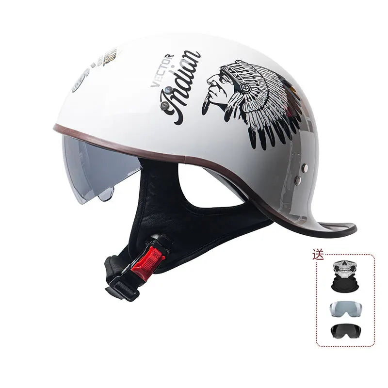 China 3C certification new motorcycle helmet retro personality cock helmet for men and women lightweight breathable half helmet.