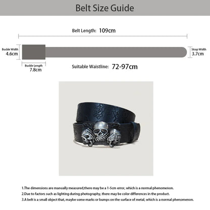 Punk Skull Plus size Leather Belt For women and men Harajuku Gothic Y2K Embossed Skeleton Hand Decoration Halloween Accessories