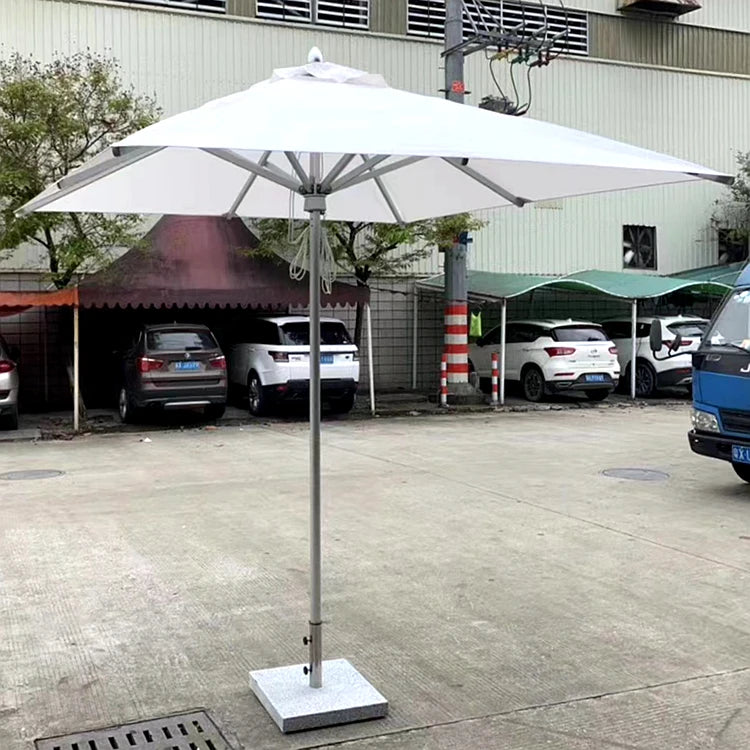 Pink Yellow Blue Striped Parasols Umbrellas Outdoor Luxury Aluminium Market Style Beach Umbrella with Fringe Outdoor for Shop