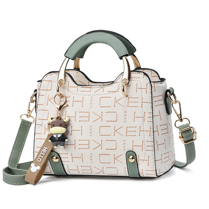 New with Printed Letters Women Square Handbag Messenger Bags with Pendant Office Ladies Bags Female Crossbody Shoulder Bags
