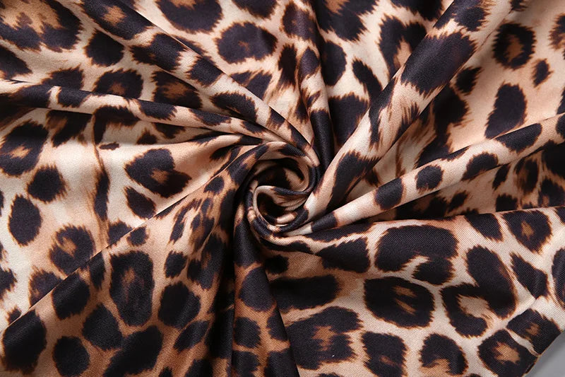 FAGADOER Spring New Sexy Leopard Print Dresses Woman Off-shoulder Backless Bandage Patchwork Dress Female Streetwear Vestidos