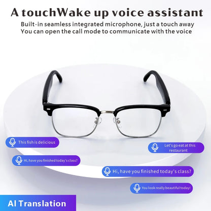 SENBONO Fashion Smart Glasses AI Translation 144+ Languages Real-time Translator BT Call Play Music Camera Control for Men Women