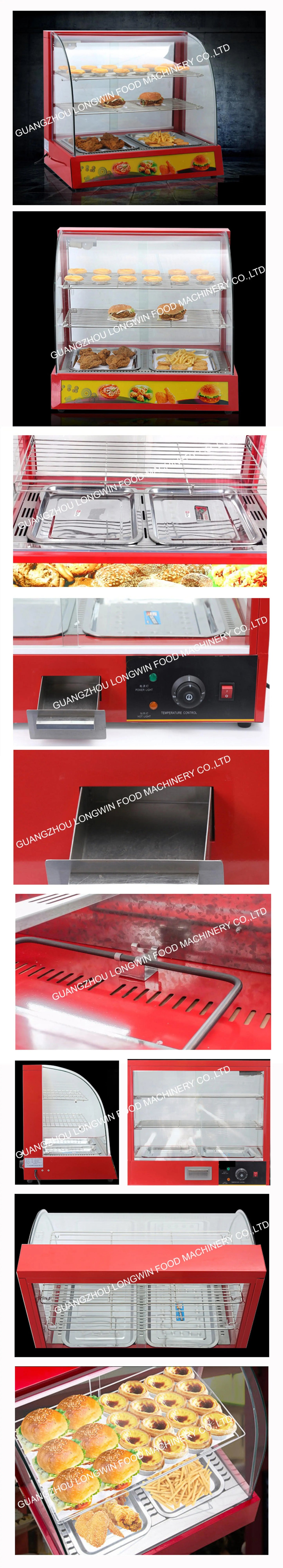 Heating Display Cabinet Food Warmer Stainless Steel Commercial for Bread Warmers Pizza Warmers Global Cuisine Open Front Access