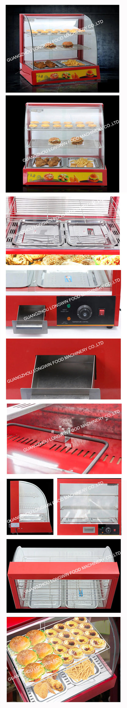 Heating Display Cabinet Food Warmer Stainless Steel Commercial for Bread Warmers Pizza Warmers Global Cuisine Open Front Access