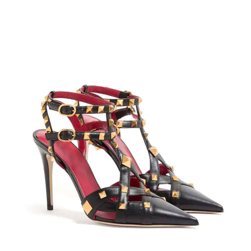 2026 Summer New Rivet Women's Pointed Stiletto Sandals Sexy Fashion Party Women's High Heel Sandals