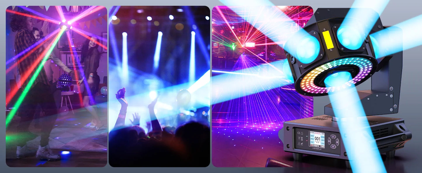 160W LED Moving Head Light Beam RGBW 360°Rotation Stage Effect Lighting Projector DMX512 Sound Control for Disco Party Concert