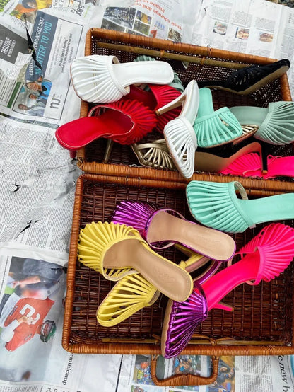 2026 New Sexy Women's Open Toe Mule Sandals - Slip On Stiletto Heels for Wedding/Party, Summer Breathable Comfort Dressy Shoes