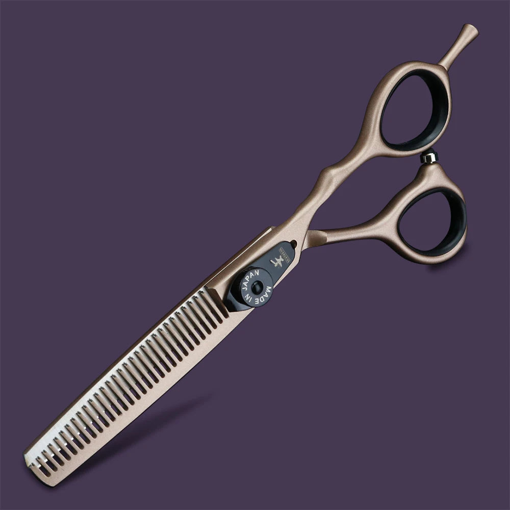 Spring clip screw double color hair scissors 6 inch 9cr18 steel barber cutting scissors and thinning scissors