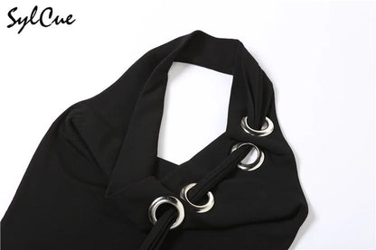 Nibber 2026 Loose Casual All-match Simple Black Sexy Metal Hot Confident Summer Travel Cool Soft Breathable Women's Halter Vest