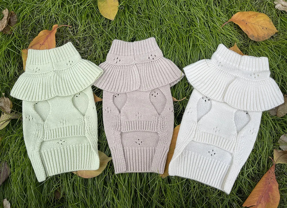Luxury Pet Dog Cashmere Lotus Collar Knit Soft Wool Undercoat Cat Sweater Dog Clothes for Small Dogs Dog Winter Clothes Sweater