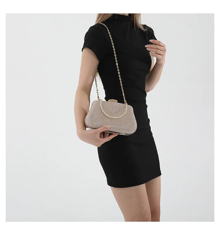 Luxury High Design Women Evening Bag Brand Party Banquet Glitter Bag for Ladies Wedding Clutch Handbag Shoulder Bag Chain Bolsas
