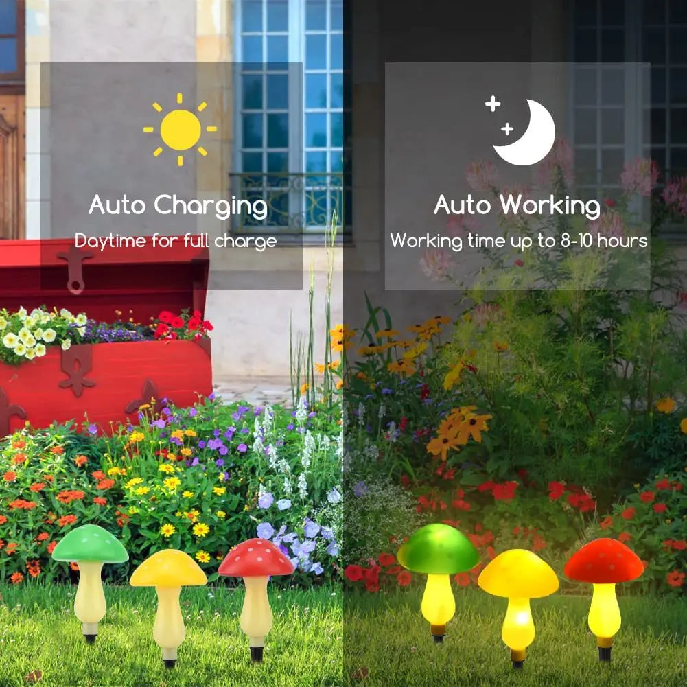 Solar mushroom string lights for garden and courtyard waterproof mushroom-shaped string lights for Amazon cross-border hot new p