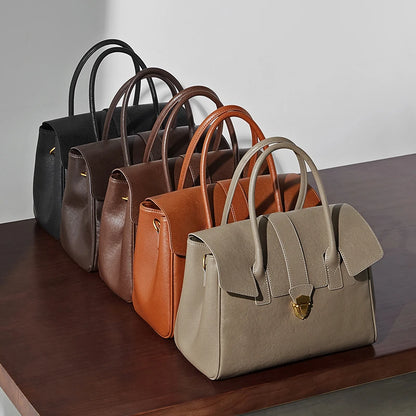 Burminsa Cowhide Genuine Leather Tote Handbags For Women 2025 Luxury Designer Satchel Commuter Ladies Shoulder Crossbody Bags