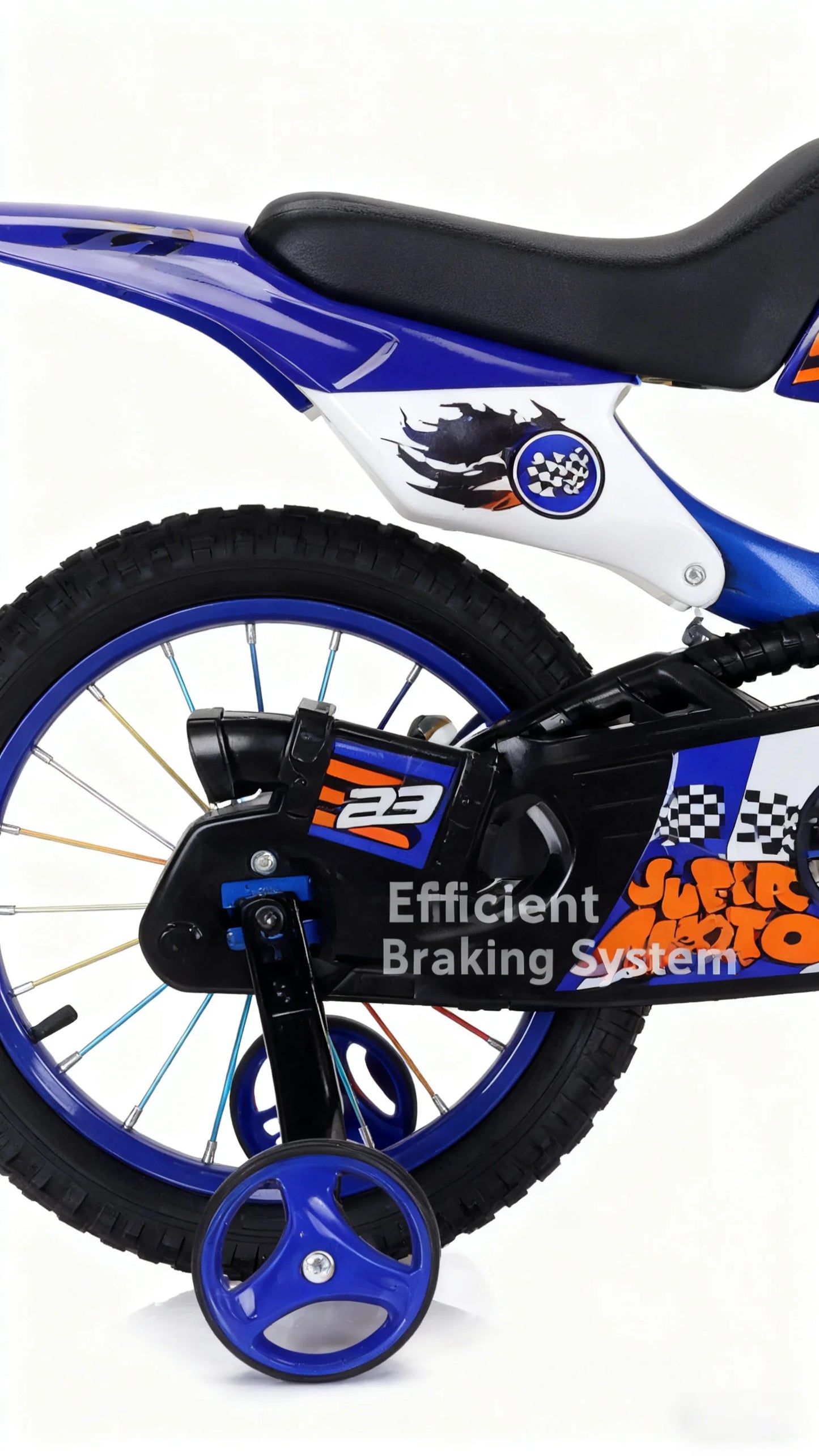 Blue Children's Off-Road Motorcycle Bicycle Pedal Bike with Headlamp Boys And Girls 12-16 Inch Cro
