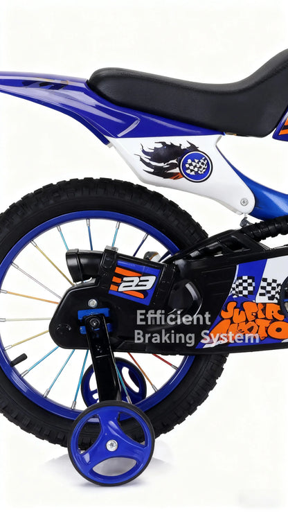 Blue Children's Off-Road Motorcycle Bicycle Pedal Bike with Headlamp Boys And Girls 12-16 Inch Cro