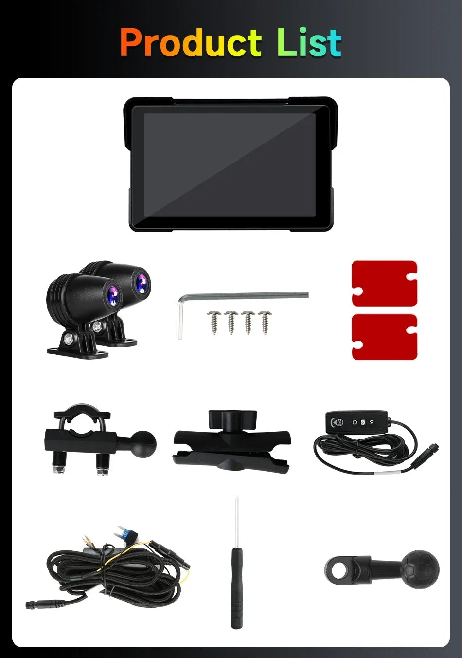 Jansite 7 inch 2K Motorcycle Upgrade Module DVR Navigation GPS Wireless CarPlay Waterproof IPX7 TPMS Portable Smart Display Cam