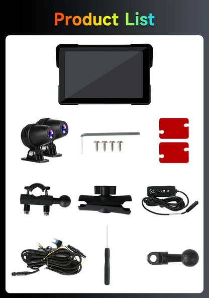 Jansite 7 inch 2K Motorcycle Upgrade Module DVR Navigation GPS Wireless CarPlay Waterproof IPX7 TPMS Portable Smart Display Cam