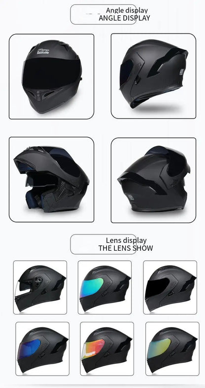 Full Face Motorcycle Helmet for Men and Women - Dual Lens Anti-Fog All Season Riding