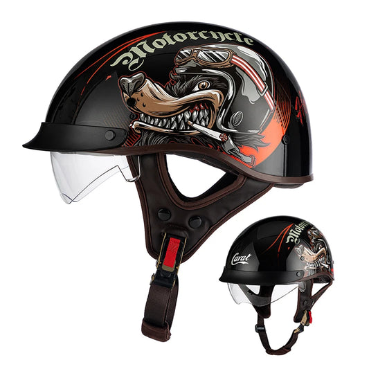 2025 new light ABS half-face motorcycle helmet classic retro men and women motorcycle cruise pedal half helmet breathable lining