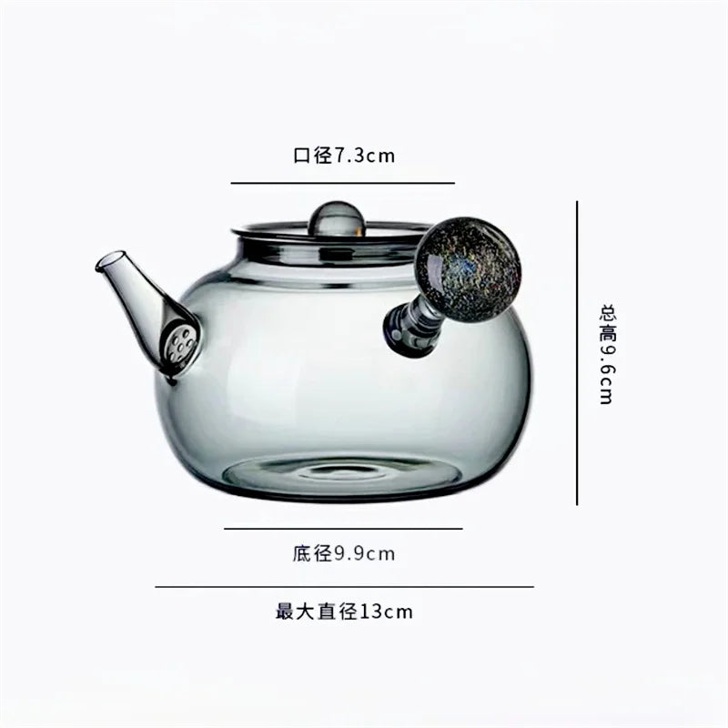 Exquisite 750ml Starry Sky Pattern Side Handle Glass Teapot With Hole Filter Brewing Green Tea Pot Kungfu Tea Set