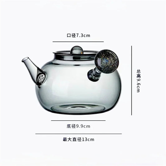 Exquisite 750ml Starry Sky Pattern Side Handle Glass Teapot With Hole Filter Brewing Green Tea Pot Kungfu Tea Set