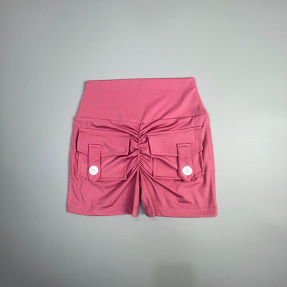 Peach Butt Fitness Shorts Women's Exercise Three-Quarter Pants Cargo Air Dry Pocket Yoga  Tight  Lift Summer