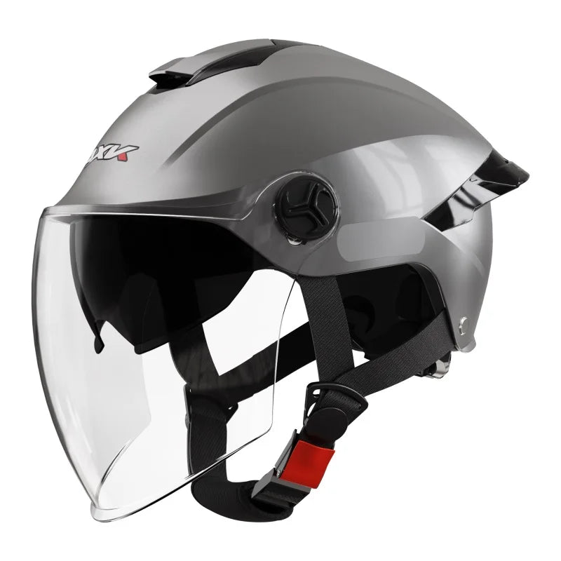 Summer impact protection safety open face motorbike helmet motorcycle short lens ordinary tail wing black