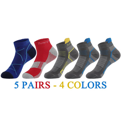 5 Pairs/Lot Mens Running Socks Casual Outdoor Sports Cotton Orange Red Stripes Compression Black 15 Styles Travel Hot Sale 2024