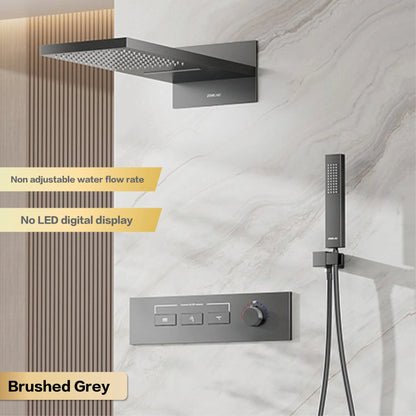 Luxury brass gun gray wall mounted shower system, wall mounted design with constant temperature LED digital display bathroom Tap