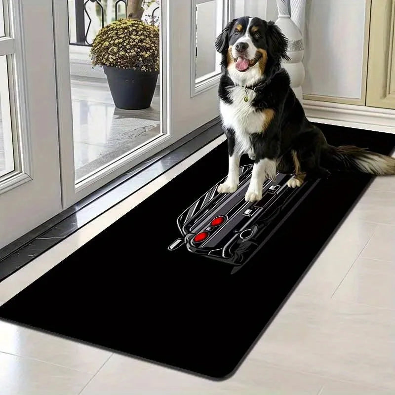 Black Sports Car GTR Flannel Rug JDM Style Floor Mat Non-slip Carpet for Living Room Bedroom Gamer Room Home Decor