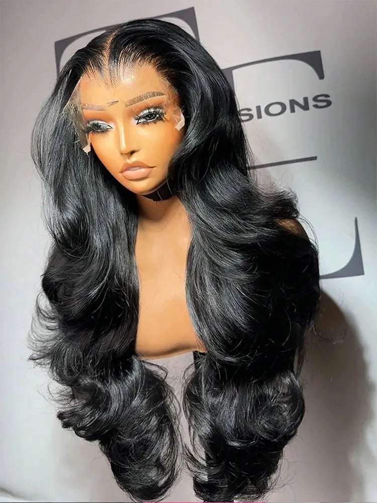40 Inch 13x4 Transparent Body Wave Lace Front Wigs 250 Density  13x6 HD Lace Frontal Human Hair Wig Long Black Human HairWig Natural Color