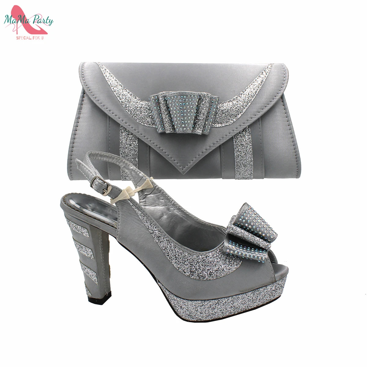 2025 Red Elegant Style Italian Women Shoes Matching Hand Bag Set  Slingbacks Sandals with Platform for Party