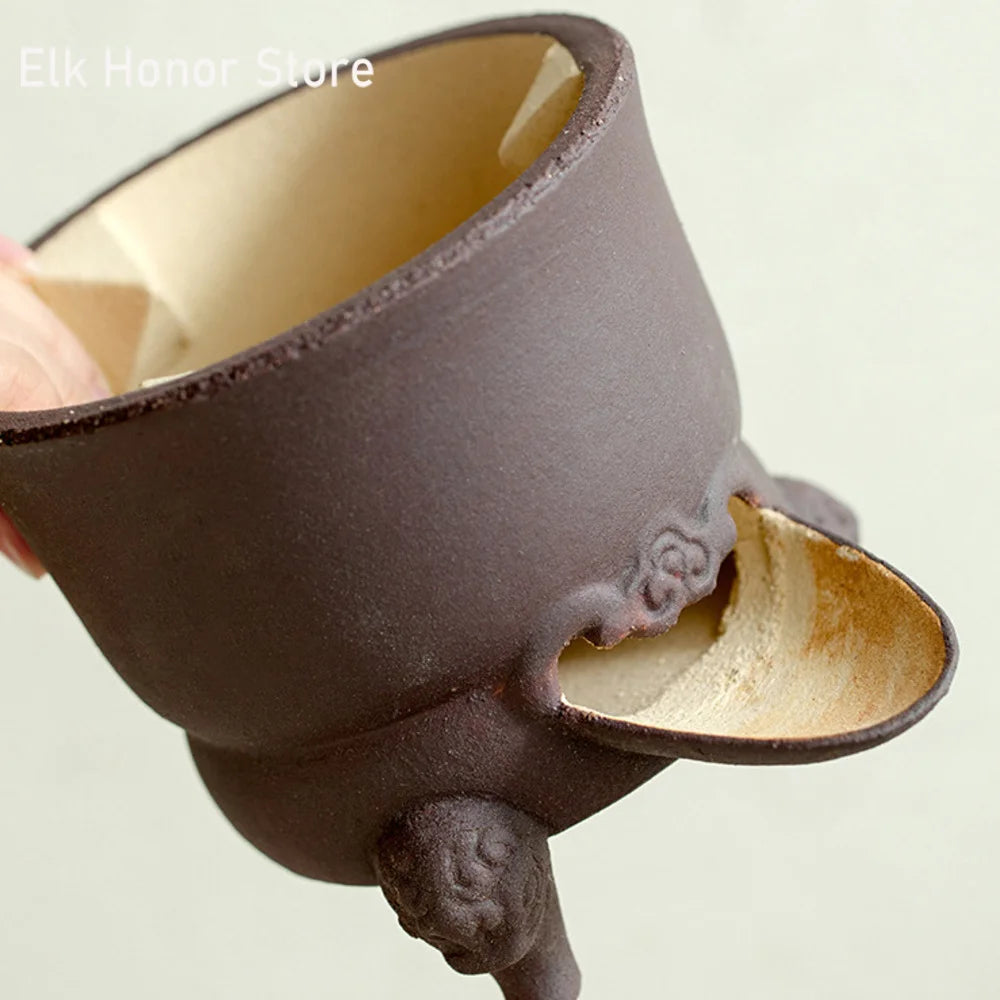 Handmade Pottery Carbon Charcoal Furnace Vermilion Style Olive Wood Boil Water Stove for Tea Kettle Household Kung Fu Teaware