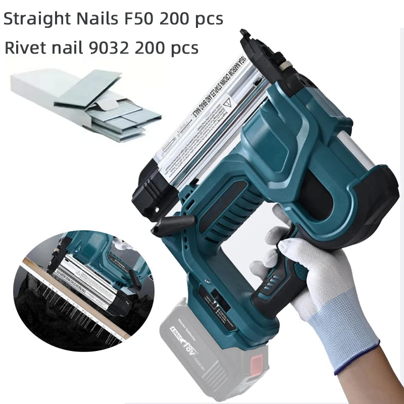Brad Nailer Electric, 2-in-1 18G Nail Gun & Staple Gun for Woodworking, Flooring, Roofing and Upholstery Straight/N-Shape Nails