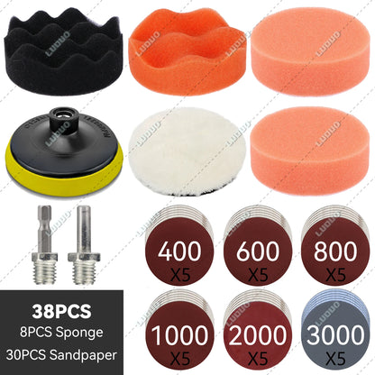 3/4/5/6 inch Car Detailing Polishing Buffing Sponge Wool Pad Headlight Restoration Sandpaper For Sanding Waxing Cleaning Washing