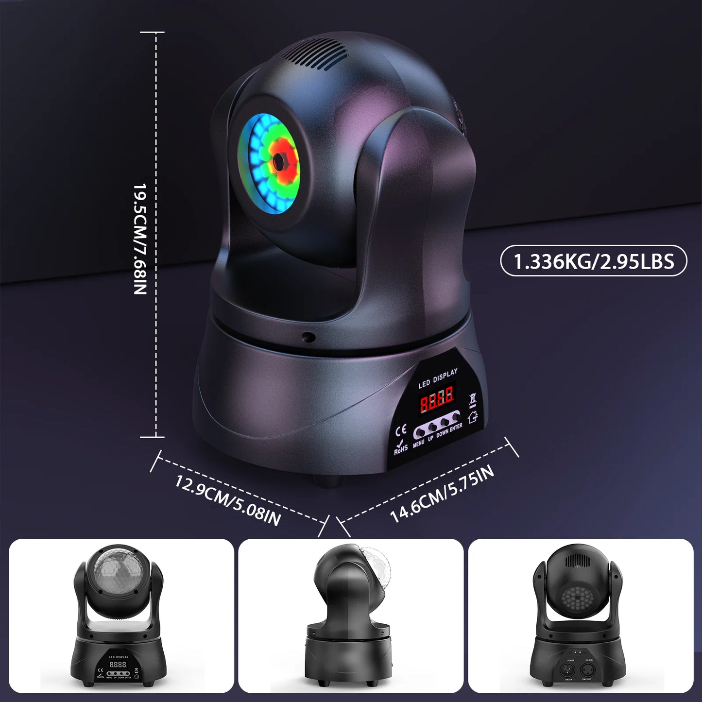 DayFlicker 30W Double-sided RGBW 4 in 1 Lamp Beads Mini Moving Head Light DMX512 Voice Control 15 CH For DJ KTV Party Banquet