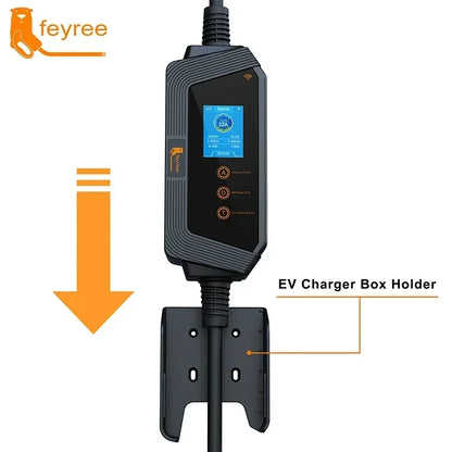 feyree Type1 7KW 32A 1Phase Portable EV Charger J1772 Socket with 5m Cable Smart APP WIFI Control Version for Electric Vehicle
