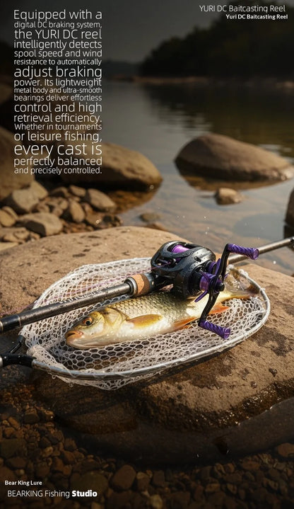 BEARKING YURI-DC Baitcasting Reel 5+1BB 7.1:1 158g Carbon Frame G1 Aluminum Gear Intelligent DC Brake Felt Drag Washer