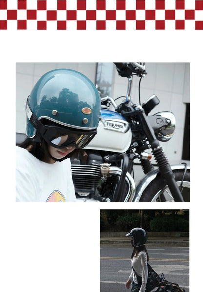 ECE DOT Approved Retro Motorcycle Helmet Open Face Moped 3/4 Vintage Low Profile Japanese Style Half Helmet Men Women Casco Moto