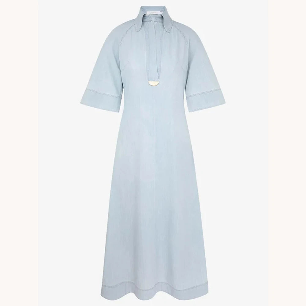Customized Elegant Denim Midi Dress A-Line Evening Dresses Occasion Formal Exquisite High Quality Prom Party Gowns for Women