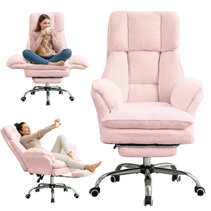 Ergonomic Cloud Cross Legged Office Chair with Footrest,Leather Big and Tall Executive Chair with Wheels,Reversible, Customized