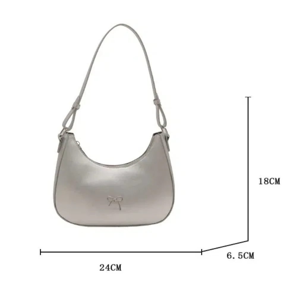 Bowknot Armpit Bag Korean Underarm Bag Luxury PU Leather Y2K Handbag Girls Shoulder Bag